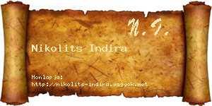 Nikolits Indira névjegykártya